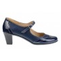 Oferta marimea 39 - Pantofi dama, eleganti, din piele naturala in combinatie cu piele lac, culoare bleumarin - LP104BLBL